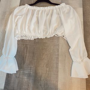 white crop top tie in back